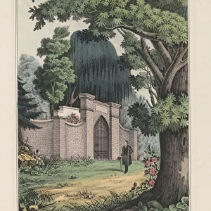 La Fayette at the tomb of Washington - Mount Vernon Va. 1845 (colour lithograph)