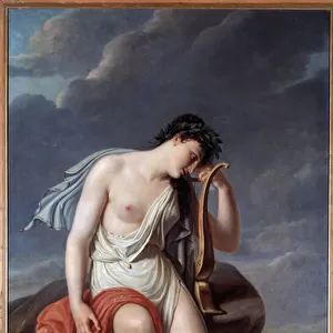 "La poetesse grecque Sapho (Sappho) au sommet de la falaise de Leucade" (Sappho on the Leucadian Cliff) Peinture de Pierre Narcisse (Pierre-Narcisse) Guerin (1774-1833)
