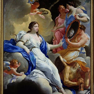 La Prudence, l Amour et les Graces Painting by Simon Vouet (1590-1649) 1645 Sun