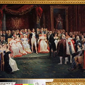"La Reception par l Empereur Napoleon Bonaparte (1769-1821)": Georges Cuvier (1769-1832), debout devant Napoleon, est fait chevalier de la Legion d Honneur le 26 novembre 1803