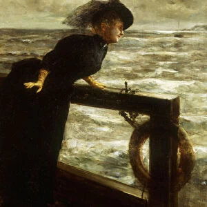Lady in Black by the Sea, (oil on canvas)