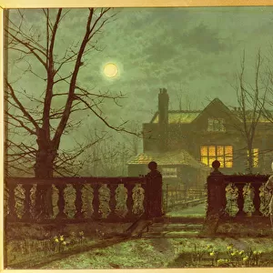 Lady in a Garden by Moonlight, 1892 (oil on board)