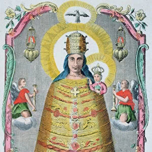 Our Lady of Loretto, 18th century (coloured engraving)
