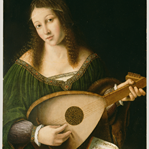 Lady Playing a Lute, c. 1530 (oil on panel)
