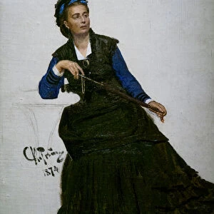 LADY PLAYING WITH HER UMBRELLA, 1874 (oil on canvas, mounted on cardboard)
