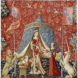 The Lady with the Unicorn. Reproduction of a tapestry dating back to 1500 - facsimile