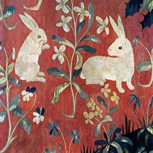 The Lady and the Unicorn: Taste, detail of two rabbits (tapestry)