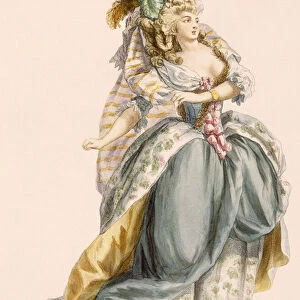 Ladys costume based on the opera La Trevesti, engraved by Bacquoy