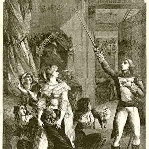 Lafayette preserving the life of the Queen (engraving)