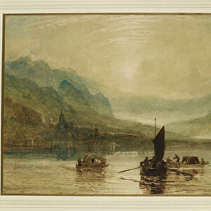 Lake of Brienz, Moonlight, 1802-1808 (watercolour and gum arabic with scratching out on paper)