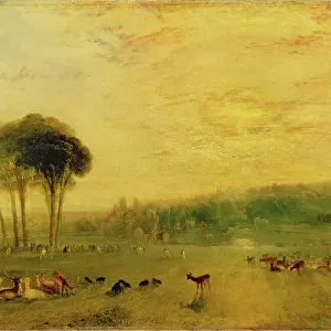 The Lake, Petworth: Sunset, Fighting Bucks, c. 1829