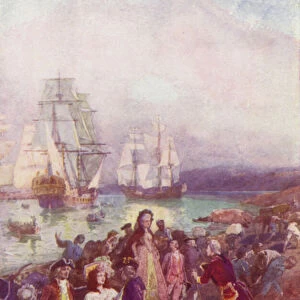 Landing of the Loyalists, 1783 (colour litho)