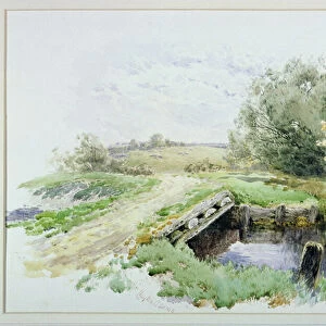 Landscape with bridge over a stream (w / c on paper)