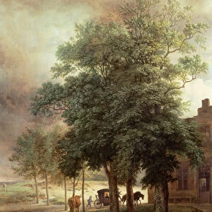 Landscape with carriage or House beyond the trees