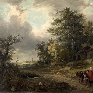 Landscape with Cottages and Tinker, 1828 (oil on canvas)