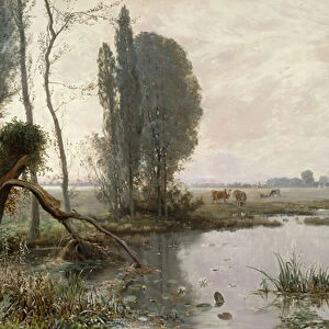 Landscape with cows, 1880 (oil on canvas)