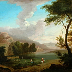 Landscape with Figures by a Lake (oil on canvas)