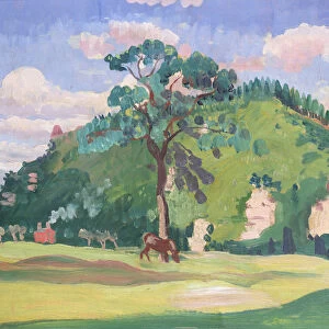 Landscape with a grazing horse, 1912-13 (oil on panel)