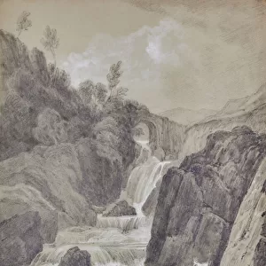 Landscape with waterfalls, 1810-65 (Pencil)