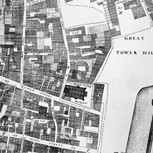 Detail of a large and accurate map of the City of London (engraving)