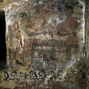 Larth Velcha and his wife, Velia Seithi represented at a banquet, tomb of the Scudi
