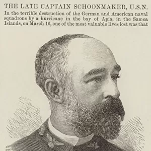 The late Captain Schoonmaker, United States Navy, who perished in the Hurricane at Samoa (engraving)