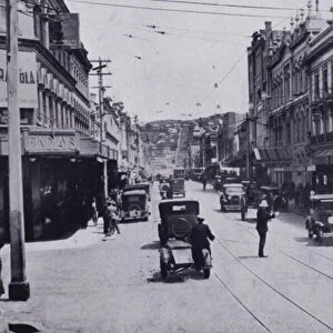Launceston: Brisbane Street from intersection of George Street (b / w photo)