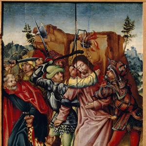 Le baiser de Judas (The Judas Kiss). Peinture d un maitre allemand, huile sur bois, debut 16e siecle. State A. Pushkin Museum Of Fine Arts, Moscou