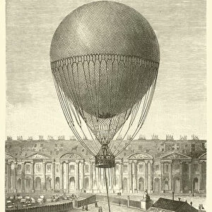 Le ballon captif des Tuileries en 1878 (engraving)