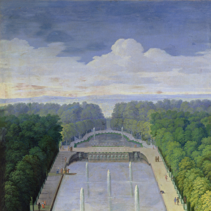 Le Bassin du Miroir d eau et l ile Royale, c. 1688 (oil on canvas)