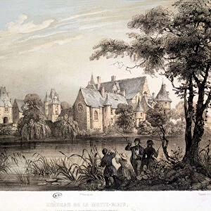 Le chateau de La Motte-Glain - Lithography, 19th century