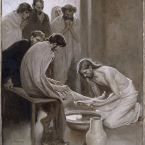 Le Christ lavant les pieds de ses disciples - Christ washing the Feet of the Disciples