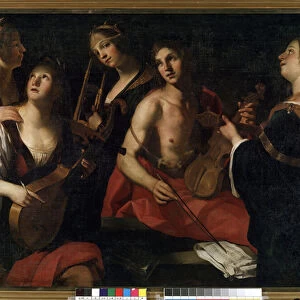 Le concert (Concert). Peinture de Francesco Rustici (vers 1575-1626). Huile sur toile, 140 x 200 cm. Art italien, art baroque. State M. K. Ciurlionis Art Museum, Kaunas (Lituanie)