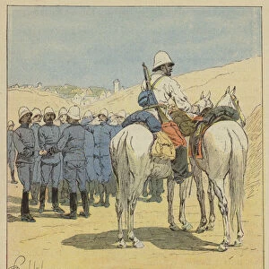 Le general Duchesne quitte Tananarive (colour litho)