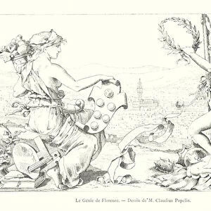 Le Genie de Florence, Dessin de M Claudius Popelin (engraving)