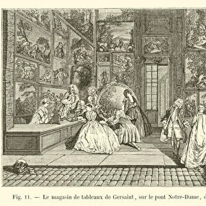 Le magasin de tableaux de Gersaint, sur le pont Notre-Dame, d apres l enseigne de Watteau (engraving)