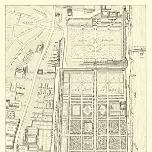 Le palais et le jardin des Tuileries en 1632, Fac-simile du plan de I Gomboust (engraving)