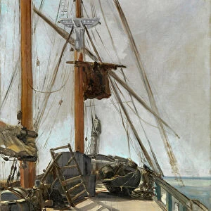 "Le pont d un bateau"- Peinture d Edouard Manet (1832-1883), vers 1860, huile sur toile - The ships deck - Oil on canvas by Edouard Manet (1832-1883), ca 1860 - 56, 4x47 cm - National Gallery of Victoria, Melbourne