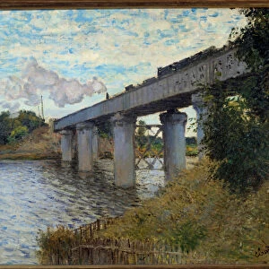 Le pont du chemin de fer a Argenteuil Painting by Claude Monet (1840-1926) 1873 Sun