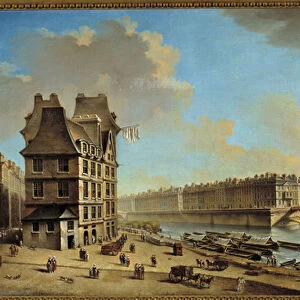 Le quai de la Greve, l ile Saint Louis et le Pont Rouge seen from the Place de Greve