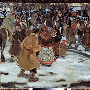 Le temps des boyards (boiard, boiar), aristocrates russes. (The Boyar epoch). Peinture de Isaak Izrailevich Brodsky (Brodski) (1884-1939). Huile sur toile, 1906, 104 x 206 cm, art russe. State Art Museum, Dnipropetrovsk (Dnepropetrovsk) (Russie)