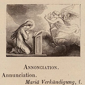 Le Vocabulaire Illustre: Annonciation; Annunciation; Maria Verkundigung (engraving)