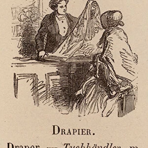Le Vocabulaire Illustre: Drapier; Draper; Tuchhandler (engraving)