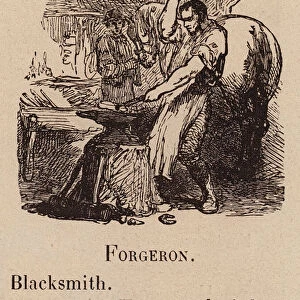 Le Vocabulaire Illustre: Forgeron; Blacksmith; Hammerschmied (engraving)