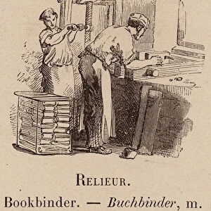 Le Vocabulaire Illustre: Relieur; Bookbinder; Buchbinder (engraving)