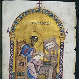 Leaf from a Lectionary with St. Luke, 1057-1063 (ink, tempera and gold on vellum)