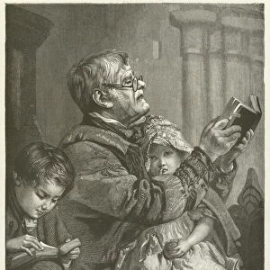 Learning to read Gods Holy Book (engraving)