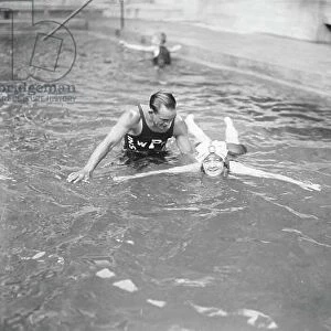 Learning to Swim, Wardman Park Hotel, Washington DC, USA, c. 1922 (b/w photo)