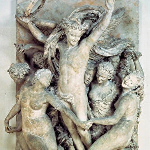 Les Bacchantes dance round and play music. Carved relief by Jean-Baptiste (Jean Baptiste