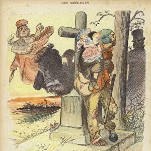 Les Miserables, illustration for Le Rire (colour litho)